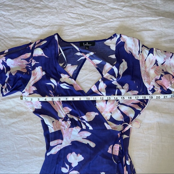 Lulu’s Azalea Regalia Navy Blue Floral Print Wrap Maxi Dress size L - Picture 7 of 7
